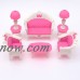 6PCS Barbie Dollhouse Furniture Living Room Parlour Sofa Chair Set Toys For Barbie Doll Pink   
